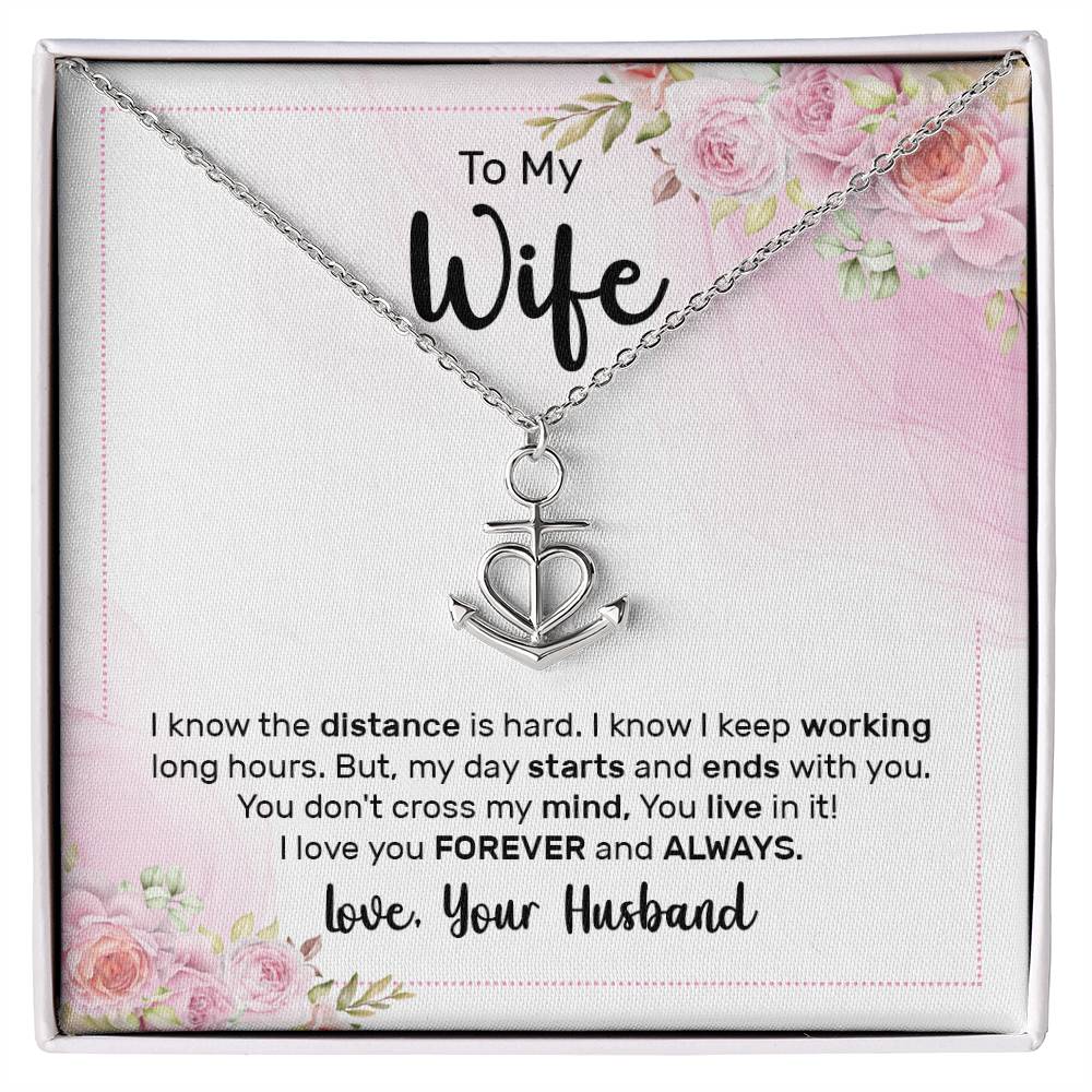 To My Wife Necklace - Best Romantic Jewelry Gift from Husband for Birthday, Anniversary, Valentine’s Day & Special Gifting - Anchor Pendant Necklace