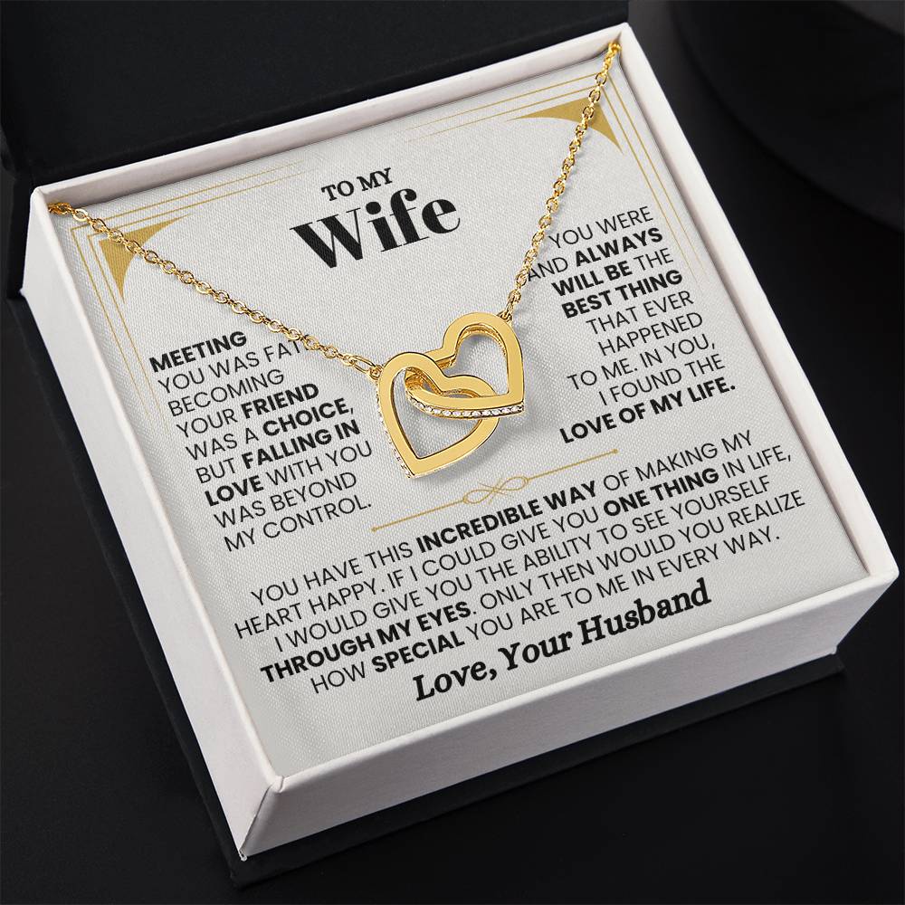 To My Wife Necklace - Perfect Romantic Gift from Husband - Interlocking Hearts Necklace