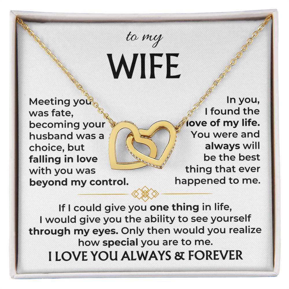 To My Beautiful Wife Necklace - Romantic Gift For Wives - Perfect For Anniversaries, Birthdays Or Special Occasions - Gifts For Her - Interlocking Hearts Necklace
