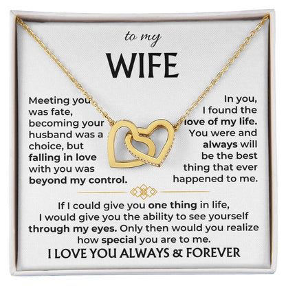 To My Beautiful Wife Necklace - Romantic Gift For Wives - Perfect For Anniversaries, Birthdays Or Special Occasions - Gifts For Her - Interlocking Hearts Necklace