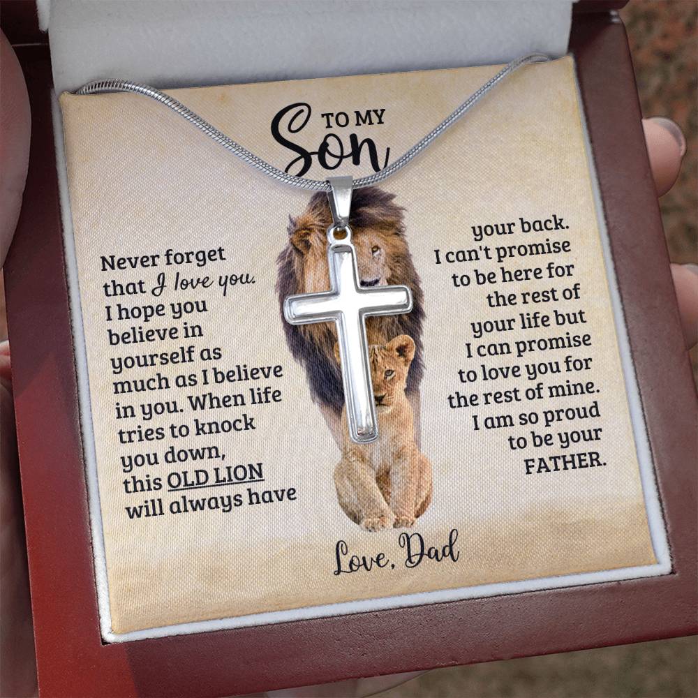 To My Son - Gift for Son from Dad - I am so proud to be your father - Artisan Cross Necklace