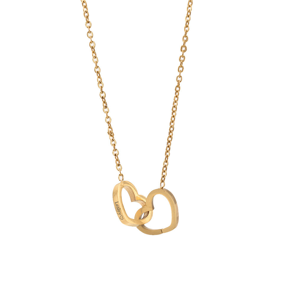 Double Heart Necklace with Rotatable Luxury Gift Box