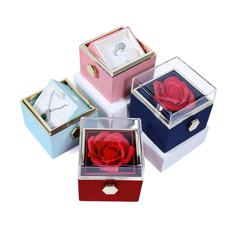 Double Heart Necklace with Rotatable Luxury Gift Box