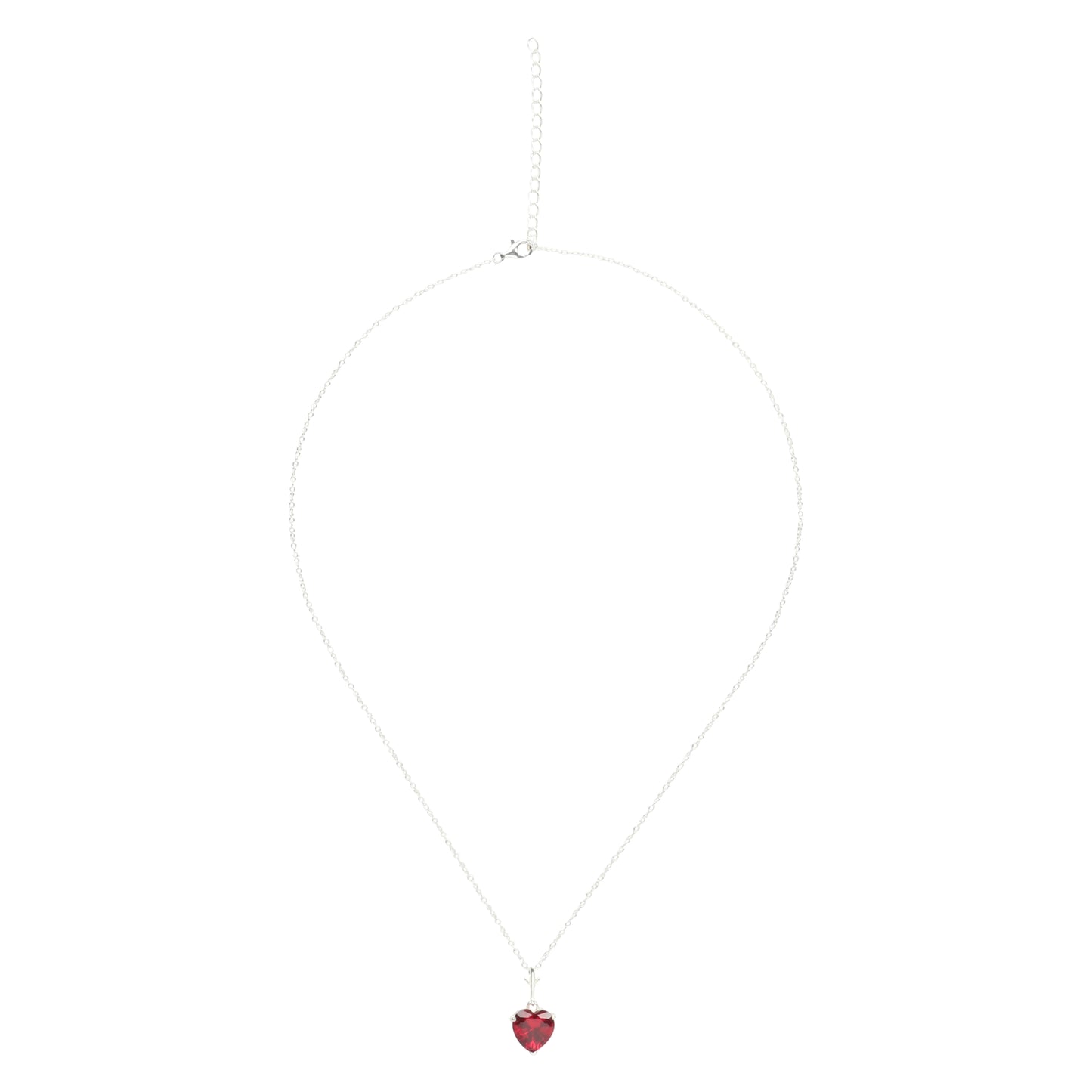 925 Sterling Silver Red Heart Pendant Necklace