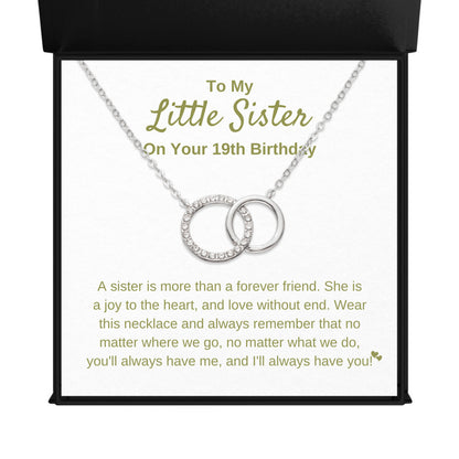 Little Sister Necklace Gift For 19th Birthday | Endless Connection Interlocking Circles Necklace