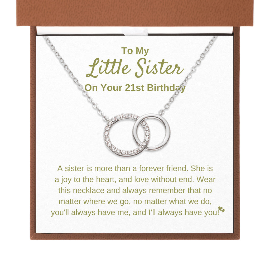 Little Sister Necklace Gift For 21st Birthday | Endless Connection Interlocking Circles Necklace