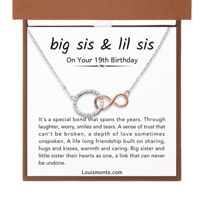 Big Sister & Little Sister Necklace For 19th Birthday Gift | Infinite Bond Circle Necklace