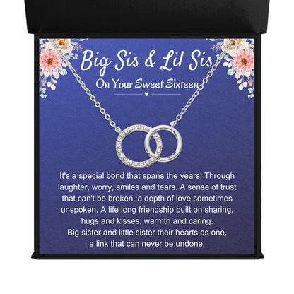 Big Sister & Little Sister Necklace Gift For Sweet 16 | Endless Connection - Interlocking Circles Necklace