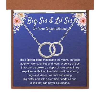 Big Sister & Little Sister Necklace Gift For Sweet 16 | Endless Connection - Interlocking Circles Necklace