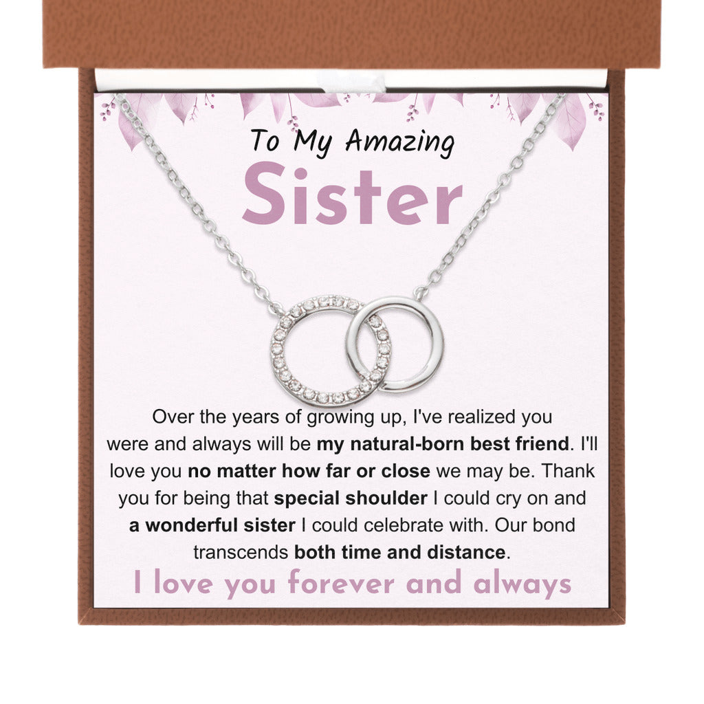 Gift For Sister -  Interlocking Circles Necklace For Birthday, Graduation, Mother's Day