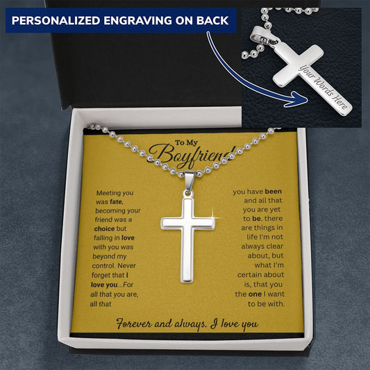 Personalized cross necklace for boyfriend