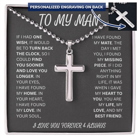 Man - One Wish Personalized Cross Necklace