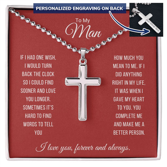 Man - You Complete Me Personalized Cross Necklace