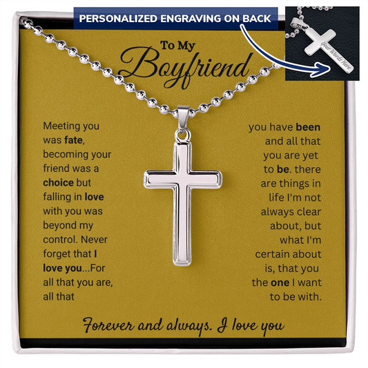 To My Boyfriend - Fate Personalized Cross Necklace