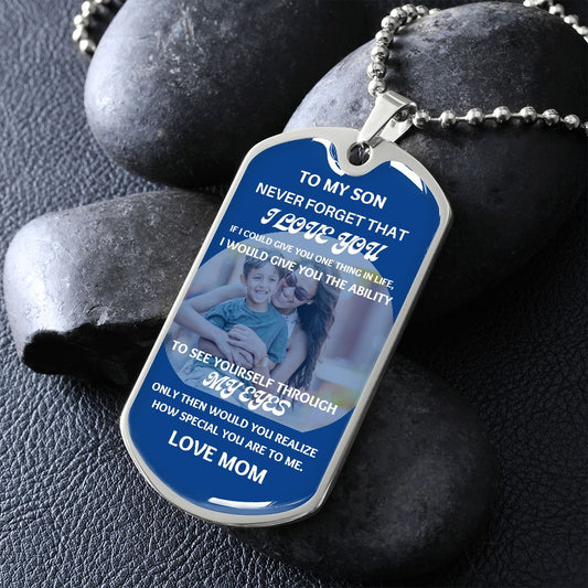 Son Never Forget That I Love You, Personalized Military Necklace Gift for Son from Mom