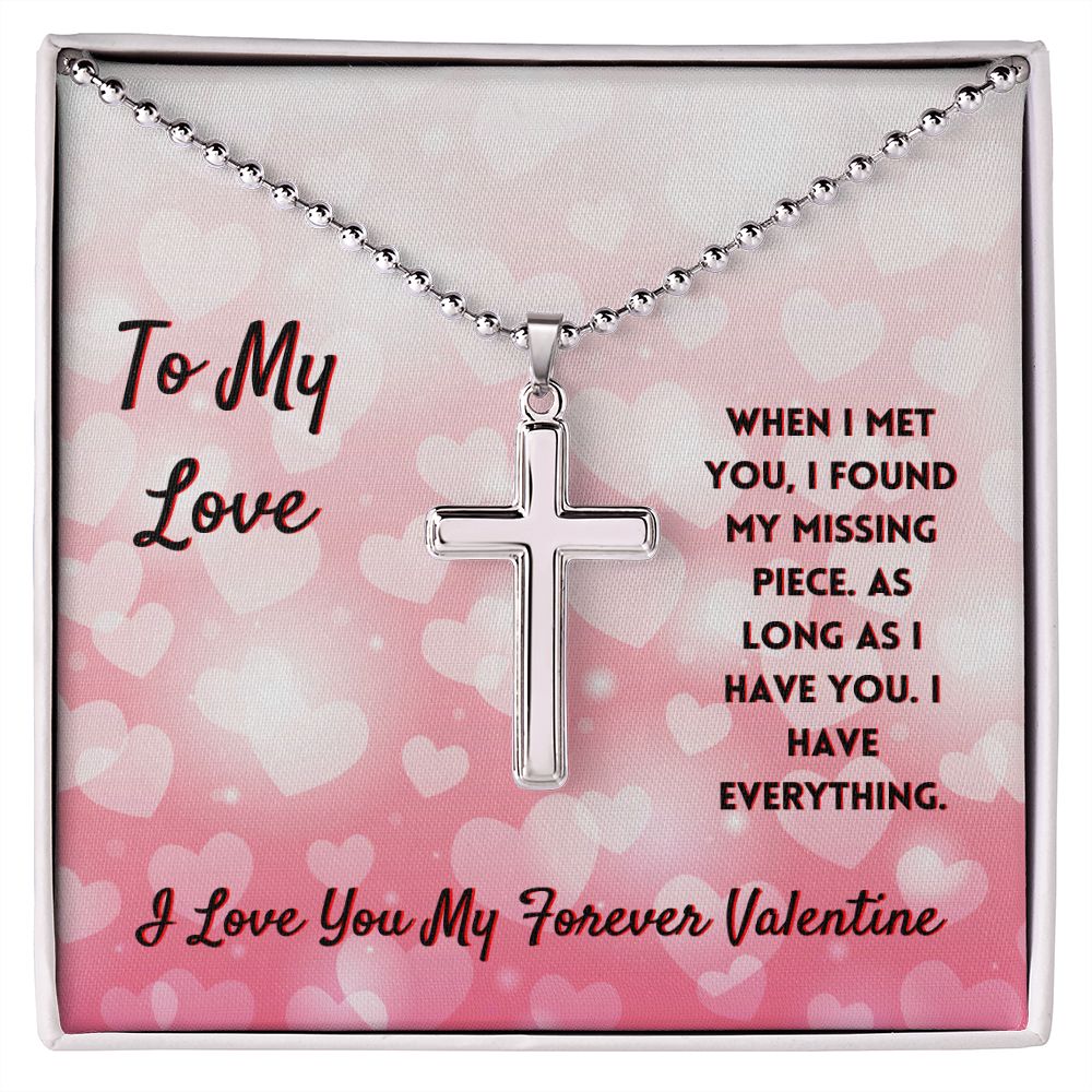 To My Forever Valentine Cross Necklace