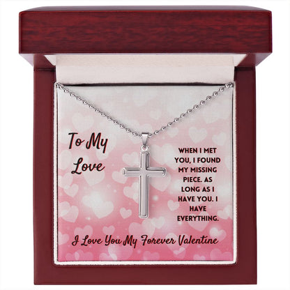 To My Forever Valentine Cross Necklace