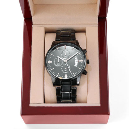 Man - Love You Forever & Always - Black Chronograph Watch