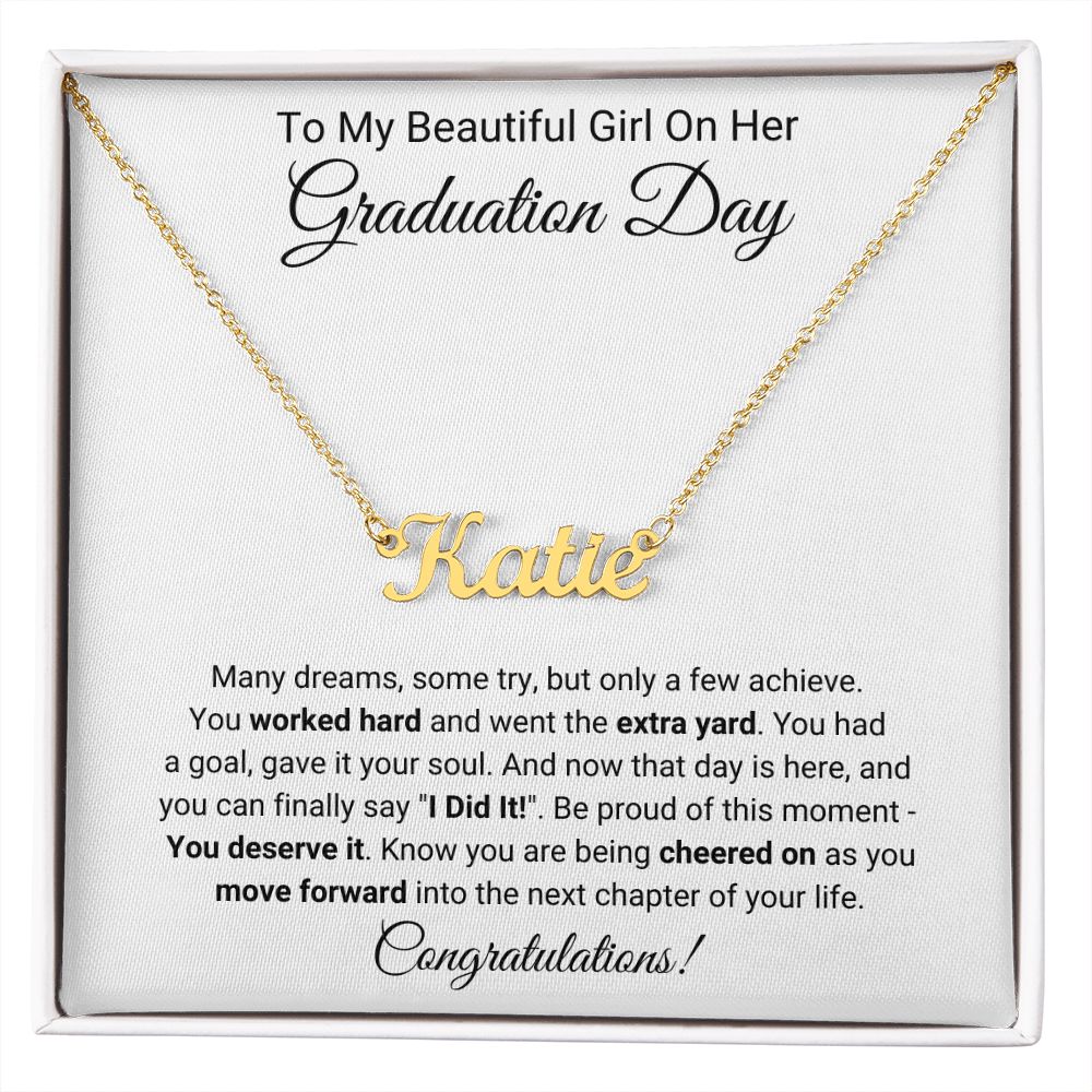 To My Beautiful Girl Graduation Name Necklace