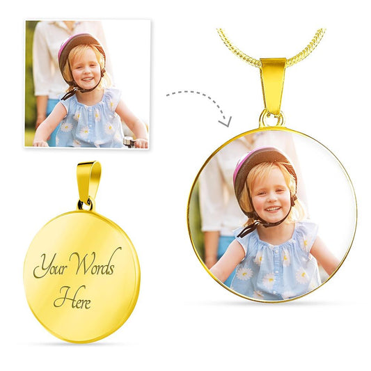 Personalized Luxury Photo Circle Pendant Necklace