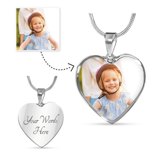 Personalized Luxury Photo Heart Pendant Necklace